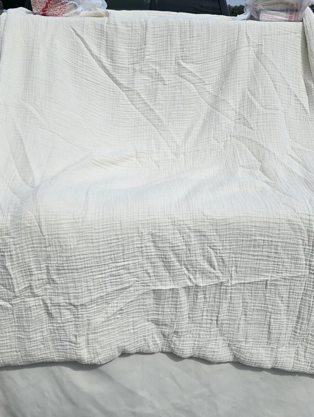 Quince FULL / QUEEN Organic Cotton Gauze Airy Duvet Cover Set & 2 Shams Undyed